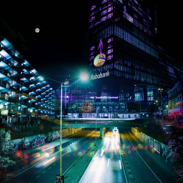 Kunstwerk van Eindhoven met lichtelementen fotografie